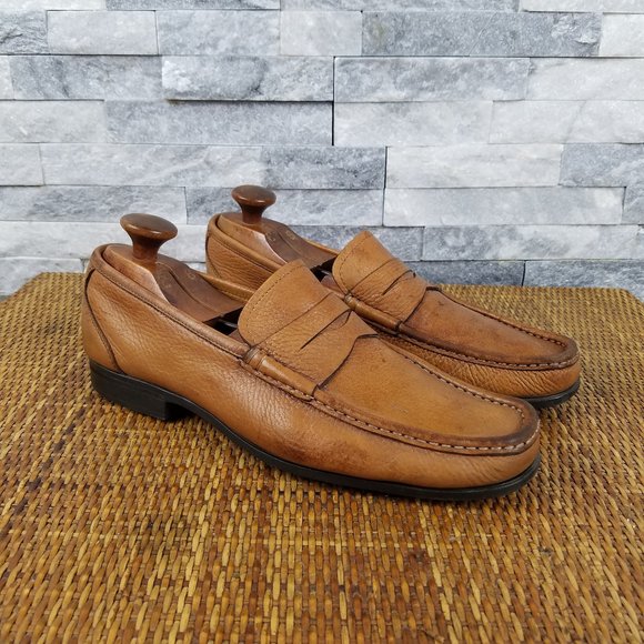 Lux Santoni Tan Patina Penny Loafers main image 8